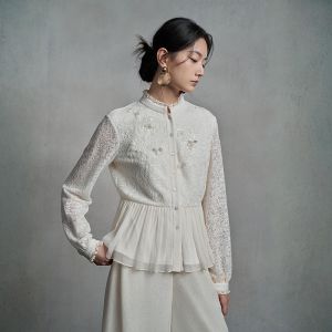 Embroidered Lace Silk Blouse