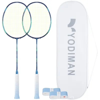 YODIMAN Professional 2-Pack Badminton Rackets Original - 100% Full Carbon Fiber Construction 5U Super Light And Durable For High Rebound Ideal for Beginners To Advanced Players