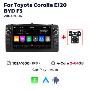 Navifly 7inch 64G Car Radio Multimedia Video Player GPS Navigation Wireless Carplay Android Auto For Toyota Corolla E120 BYD F3