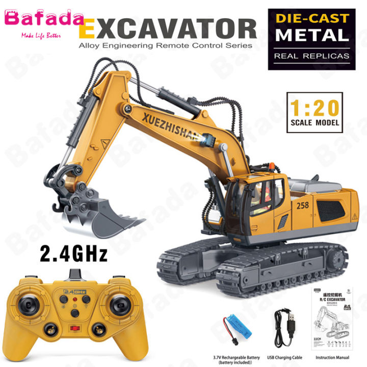 Local Stock Bafada 1 24 High Simulation Remote Control Excavator RC Crawler Tractor Toy 6 Channel Construction Vehicle with Flashing Lights 360 Rotating Truck RC Car Lazada Singapore