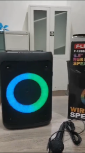 Speaker Bluetooth Portable Fleco 6.5" DC 5V LED RGB Light Mode Display BT FM AUX F-1288A Bass PowerFull