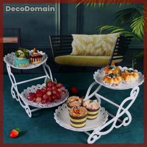 PkYeG ชั้นวางขนมหวานแบบนอร์ดิก1ชิ้นวัสดุพลาสติกของตกแต่งโต๊ะของหวานสำหรับงานเลี้ยงอาหารจานผลไม้เค้กวันเกิดสีขาว