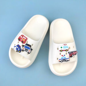 Childrens Indoor Home Slippers Fire Truck Police Car Themed Anti-Slip Clog Shoes Comfortable Soft EVA Material for Kids