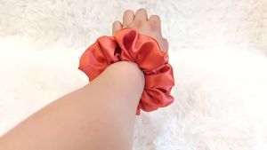 Scrunchy Rust Satin - Large