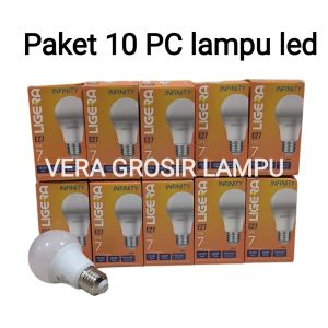 Paket 10 PC Lampu LED LIGERA INFINITY 7W Bulb super terang cahaya putih 6500K E27