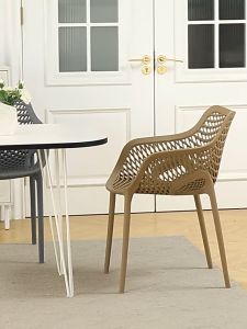 XUXU Nordic Dining Chair Mesh Chair with Armrest Stackable Plastic Chairs Home Office Chair Solihiya Chair