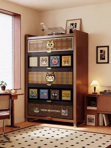 MEISD | Dust-Resistant Multi-functional Steel Shelving Unit with Wood Finish Storage Cabinet