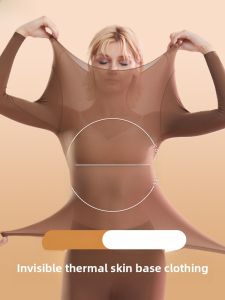 miiow | Ultra-Thin Cat Woman Skincare Underwear Set Long Sleeve Womens Base Layer Warm Top Inner Wear Comfortable Winter Ensemble