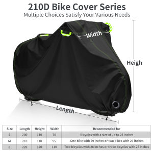 Bike Cover 210D Oxford Outdoor Waterproof&Anti-UV Bicycle Cover with Waterproof Membrane for 1-3 Bikes Rain Snow Dust & Bag