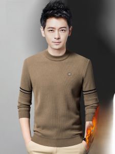 ROMON | เสื้อสเวตเตอร์ถักคอปกกลมแบบสวมหัวสำหรับผู้ชาย ทรงหลวม ทรงเข้ารูป ผ้าขนแกะหนา อบอุ่น แฟชั่นฤดูหนาว ลำลอง เสื้อชั้นใน