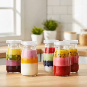 Bộ 6 Hũ Thủy Tinh 100ml Dáng Cao Kèm Nắp PP Đựng Sữa Chua Pudding