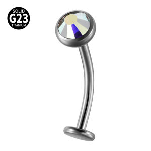 1PC F136 Titanium Classic Eyebrow Piercing Inlaid Opal Zircon Internal Thread Banana Curved Lip Navel Piercing Piercing Jewely