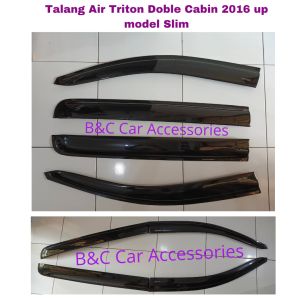 Talang Air/Side Visor Slim Triton Doble Cabin 2016-2024 Super Kualitas
