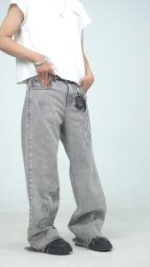 H1 Baggy Batik Embroidered - Snowish Asphalt Grey - Celana Jeans