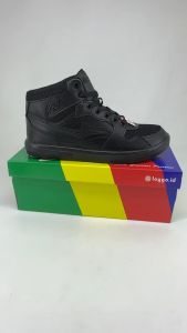 New Sepatu Sekolah Semi Boots Hitam Polos LOGGO sneakers High Anak Laki-Laki Morgan Size 37-42