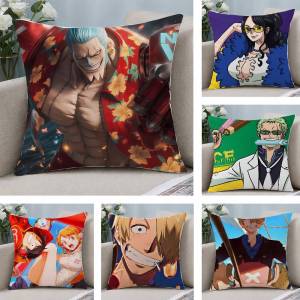 Bandai | One Piece Big Mom Yonko Anime Plush Pillow Cover Soft Short Plush Cushion Cover For Sofa Bedroom Home Decor Gift Decoration