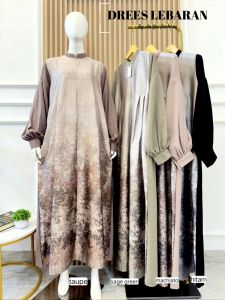 DRESS SATIN SILK PRINTING PREMIUM BY ANIYA GAMIS LEBARAN BAHAN SILK PRINT