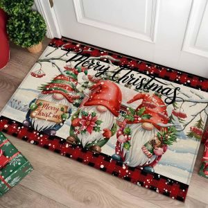 VIKAMA Christmas Cartoon Christmas Dwarf Carpet Home Decoration Interior And Exterior Non-Slip And Wear-Resistant Door Mat