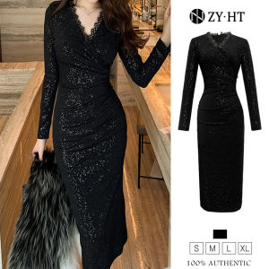 EraVogue เดรสผู้หญิง เดรสผ้าเลื่อม เดรสรัดรูป เดรสผ้าเลื่อม เดรสแขนยาว เดรสปาร์ตี้ เดรสเซ็กซี่ เดรสเกาหลี ชุดออกงาน 20204