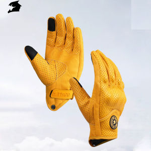 สีเหลืองใหม่รถจักรยานยนต์Breathable Racingถุงมือฤดูร้อนหนังMotocrossถุงมือผู้ชายผู้หญิงผู้ขับขี่รถจักรยานยนต์ถุงมือป้องกัน
