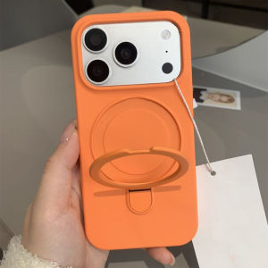 Luxury Liquid Silicone Magnetic Stand Case For iPhone 17 Air 16 15 14 13 Pro Max Plus For Magsafe Bracket Kickstand Soft Cover