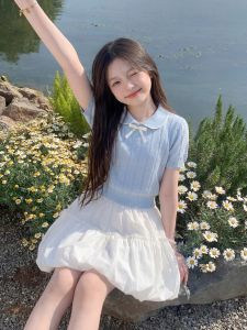 ZIRUIBABA | Trendy Stylish Korean Style Outfit Set Shortsleeve White Skirt Pants