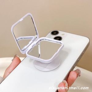 Minimalist Pure Color Creative Flip Makeup Mirror MagSafe Magnetic Suction Cellphone Airbag Support Collapsible Rotate Air Cushion Drop-Resistant Fastened Ring Adsorption Binge-watching Supporting Seat Portable Makeup Mirror