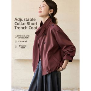 MOHANYIMEI | Red Stand Collar Womens Coat Windbreaker