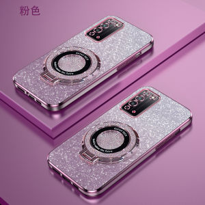 Honor X10 Gradient Sparkle Powder Ultra-Thin Soft Shell with Stand Magnetic Absorption Full Coverage Cute Protective Case