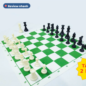 [Tặng 2 Hậu] Cờ Vua Bàn Da 50cm PU Chống Nhăn Quân Cờ Nhựa ABS Dán Đế Nỉ Đồ Chơi Trí Tuệ Trẻ Em Sato