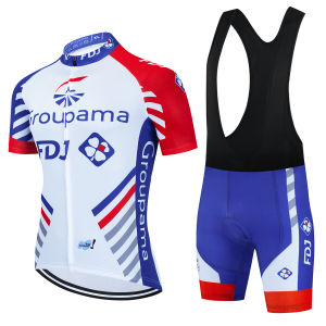 2024 Groupama FDJ TDF Cycling Jersey Sets Paris Short Sleeve Quick Dry Maillot Ciclismo Racing Bicycle Clothing