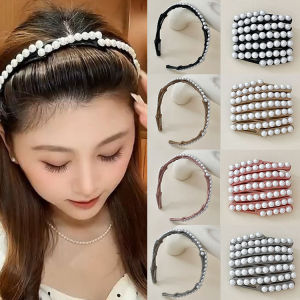 Pearl Retractable Foldable Headband for Face Wash Headband Female 2024 New Arrival Forehead Broken Hair Storage Hair Clip Headdress