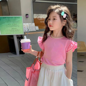 Áo Thun Tay Ngắn Mùa Hè Cho Bé Gái Thời Trang Thường Ngày Cổ Tròn in Họa Tiết Hoạt Hình Cotton Co Giãn Thoải Mái Thoáng Khí