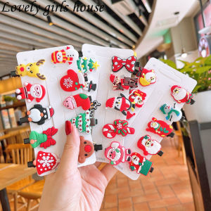 【♡Lovely girls house♡】กิ๊ฟติดผมปิ่นปักผมรูปกวางซานตาคลอสลายการ์ตูนตุ๊กตาหิมะน่ารัก10ชิ้น/เซ็ตสำหรับตกแต่งงานเลี้ยงคริสต์มาสผู้หญิงหญิงสาวเครื่องประดับผม