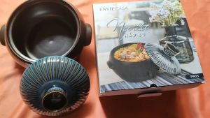 Nồi sứ có nắp DONGHWA màu đen 1300 ml hàng chuẩn Hàn Quốc cao cấp có đế / không đế