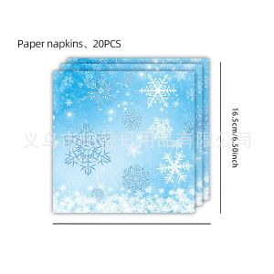 New Blue Snowflake Birthday Party Theme Decoration Disposable Tableware Paper Plate Tissue Paper Cup Flag Party Decoration