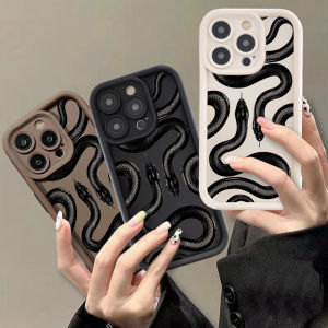 Trend Cool Black Snake Phone Case Soft TPU Shockproof Back Cover For OPPO F9 F11 Pro Reno 4 Reno 4F Reno 5 Reno 5F Reno 6 Reno 7 Reno 7Z Reno 8 Pro Reno 8T Reno 8Z Reno 11