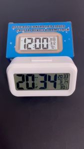 Jam Meja Alarm LCD Digital Clock 210 monochrome white Light