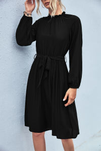 Long Sleeve Lace up Loose Fitting Dress Long Sleeves Shoelace Loose Dress