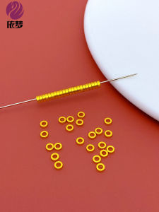 ชิ้นส่วนเครื่องประดับ DIY ทองคำดินสอ ลูกปัดตัดตรงมุมฉาก ลูกปัดห่วงข้อมือ สร้อยคอ งานฝีมือ เครื่องประดับใหม่ โลหะผสม