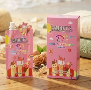 Walnuts DD Body Sunscreen Lotion - SPF 50 - Water Resistant - Beach Scene - Tropical Design