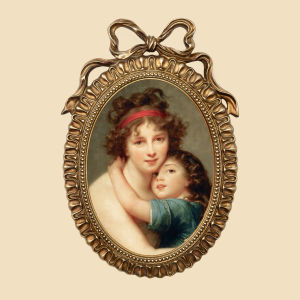 French Style Gold Vintage Butterfly Knot Photo Frame Relief Painting Frame Oval Desktop Ornament Background Wall Decorative Painting Hanging