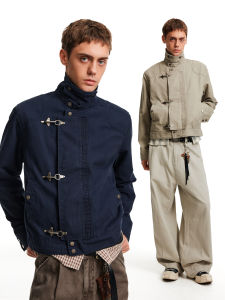 MADWITCH | Retro High-end Plane Buckle Design Short Wide Workwear Jacket