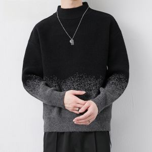 HENGYUANXIANG | เสื้อสเวตเตอร์ถักชายทรงหลวม หนา นุ่ม สีสันสดใส สำหรับฤดูหนาว เสื้อชั้นในสุดเทรนด์ เสื้อผ้าผู้ชาย เสื้อถัก