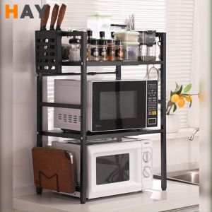 Kitchen Rack Microwave Rack Rak Oven Adjustable Multi-layer Storage Rack Desktop Oven Seasoning Rack Steel Kitchen Organizer Rice Cooker