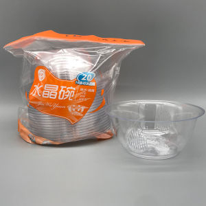 Disposable Hard Plastic Crystal Bowl round Shape Food Grade for Restaurant Family Gathering Outdoor Camping 300ml