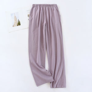 100% Cotton Pajama Pants Women Spring and Autumn Trousers Thin Loose Straight Simple Casual Cotton Home Pants Can Be Worn outside