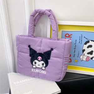 New Cartoon Sanrio Hellokitty Cute Down Cloth Handbag Pochacoo Shoulder Bag Kawaii Kuromi Girls Tote Bag Birthday Gifts