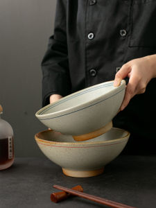 Traditional Chinese Ceramic High Footed Bowl Soup Bowl Cold Dish Plate for Restaurant Use Country Style Stir-Fry Bowl