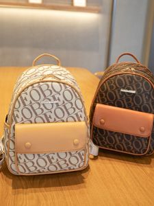 Fashionable Small Size Soft Leather Printed Womens Backpack 2024 New Korean Style Versatile Commuting Bag Casual Retro Style